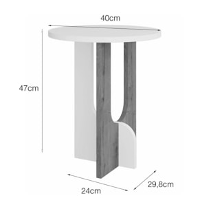 Tavolino da salotto Dpa, Tavolo basso da caffè, Portariviste per divano, Ripiano da soggiorno, 40x40h47 cm, Bianco e Rovere