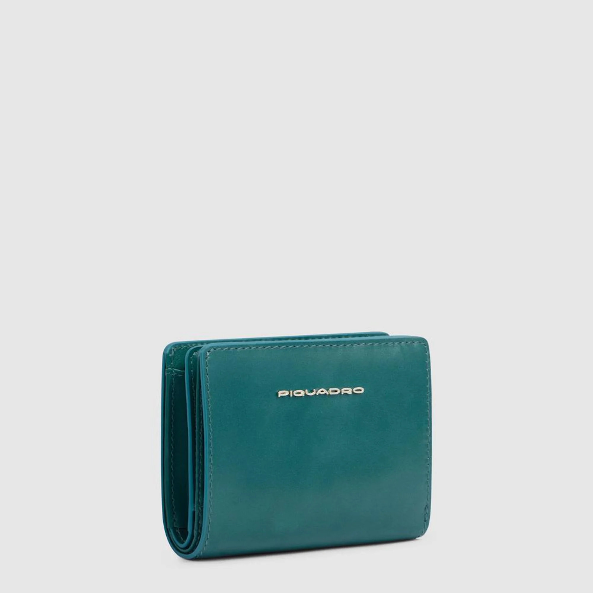 Piquadro Portafogli da piccolo in pelle con porta monete, portacarte di credito e protezione RFID
