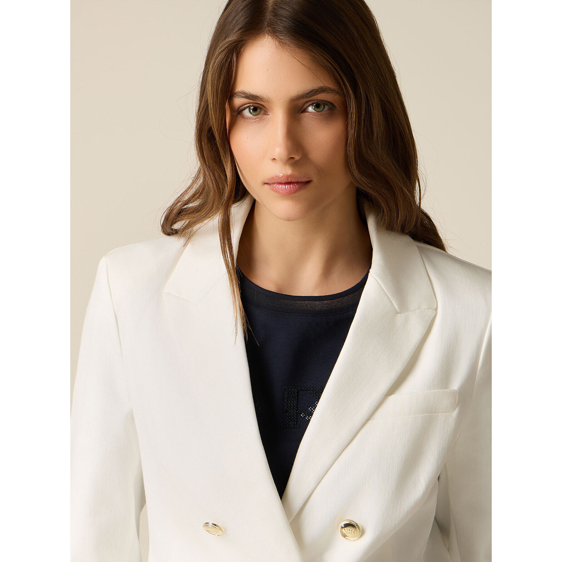 Oltre - Giacca doppiopetto misto cotone - Bianco