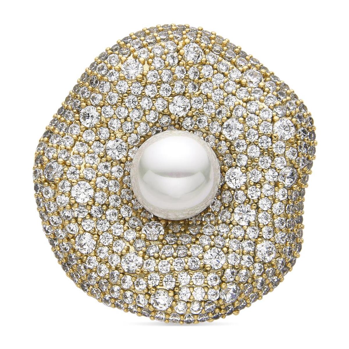 Broche con Perla Blanca acabado oro 18k