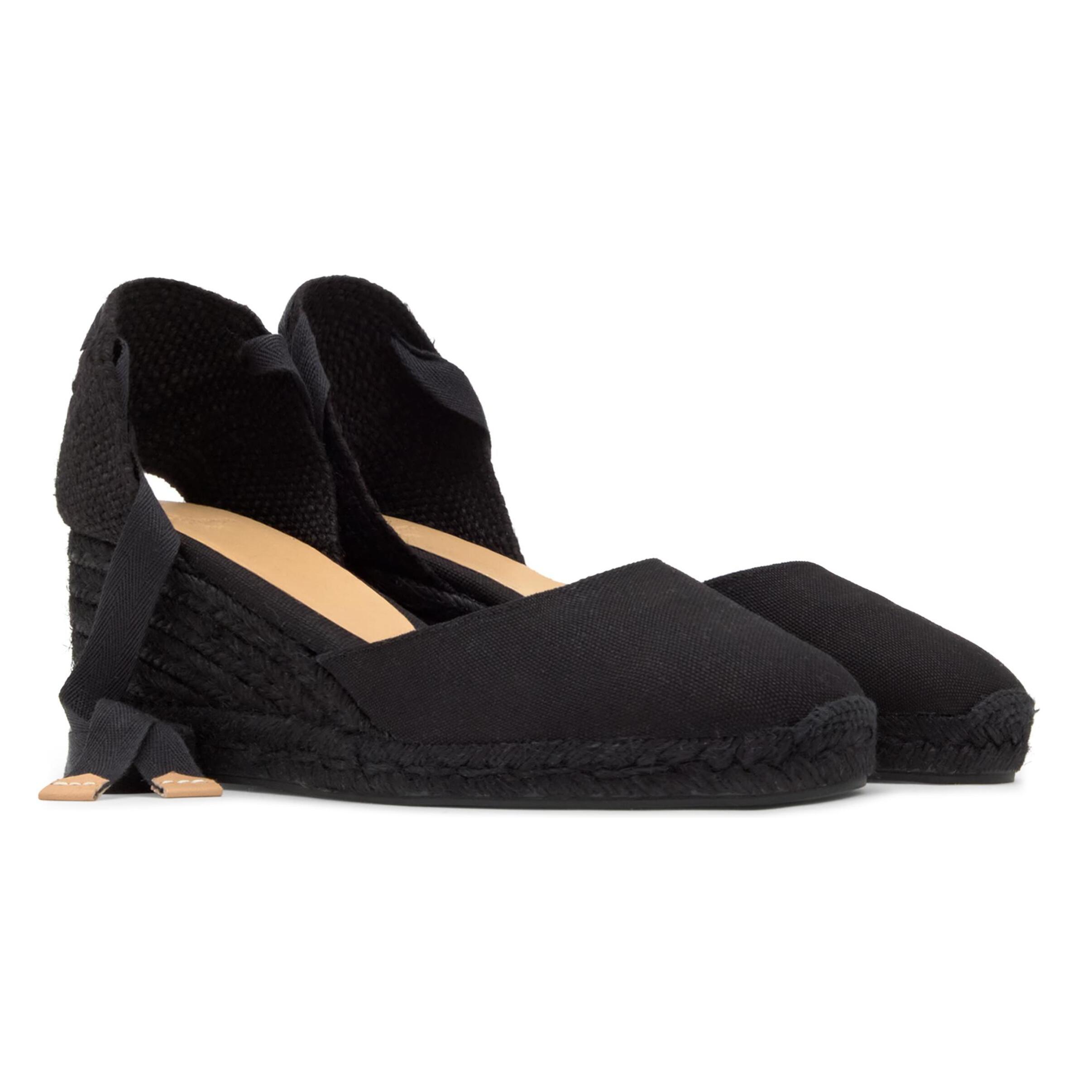 Alpargatas de cuña de mujer tintadas Carina en algodón orgánico con cierre de cintas