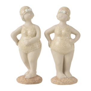 J-Line décoration Baigneuse Maillot De Bain Debout - céramique - beige - 2 pcs