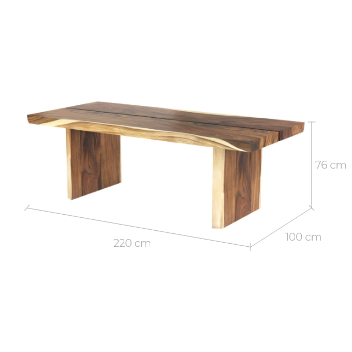 Table rectangulaire Tanah 8 personnes en bois 220 cm