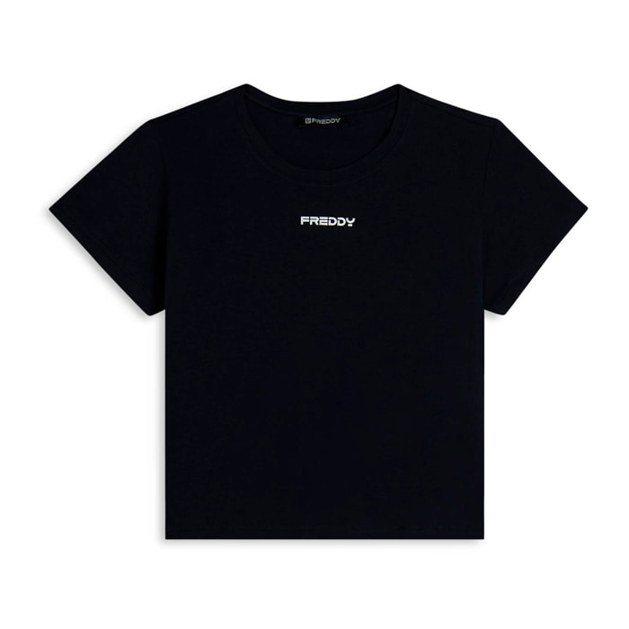 T-shirt comfort fit in jersey elasticizzato con logo