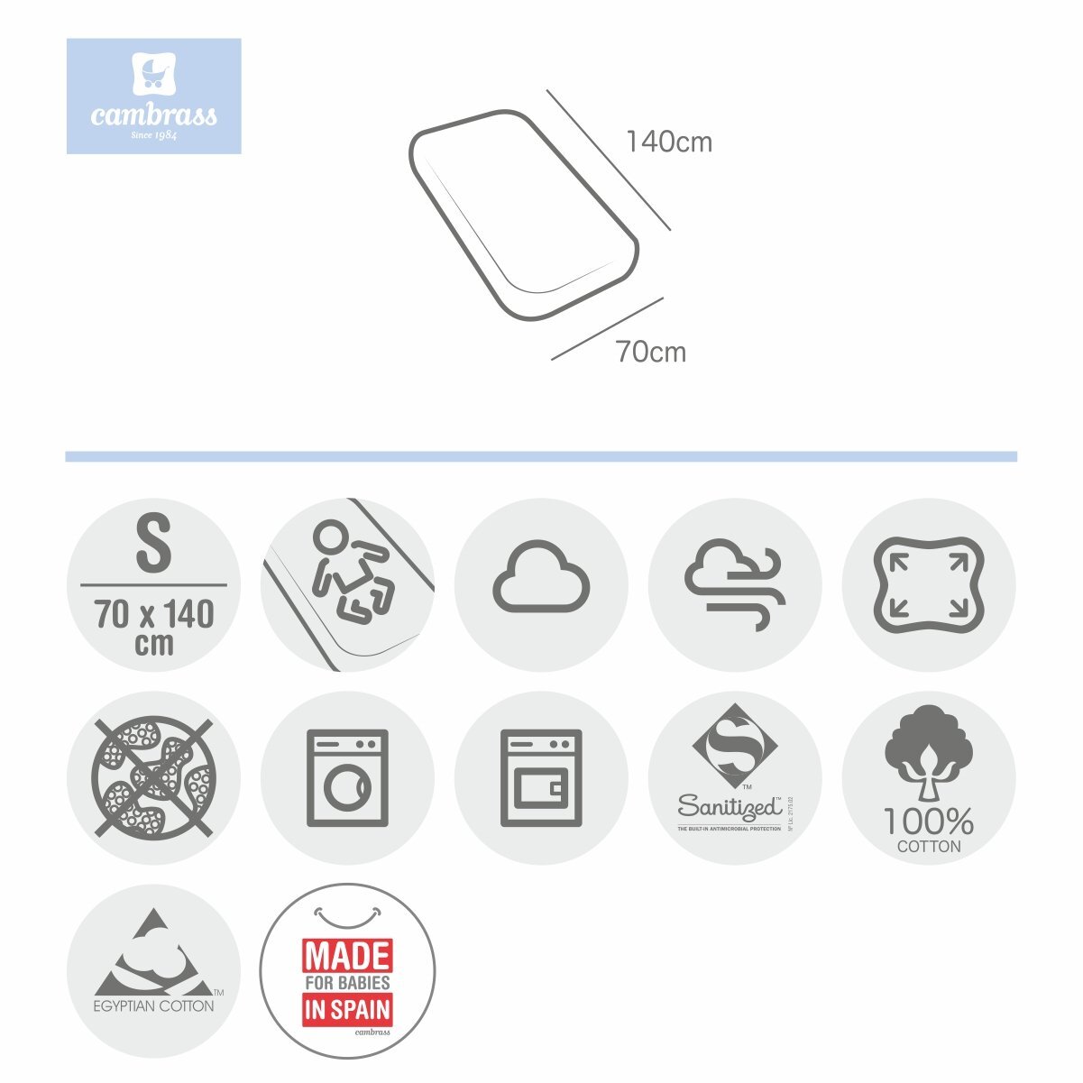 Cambrass Sabana Bajera Ajust. (Cuna 70) Liso E