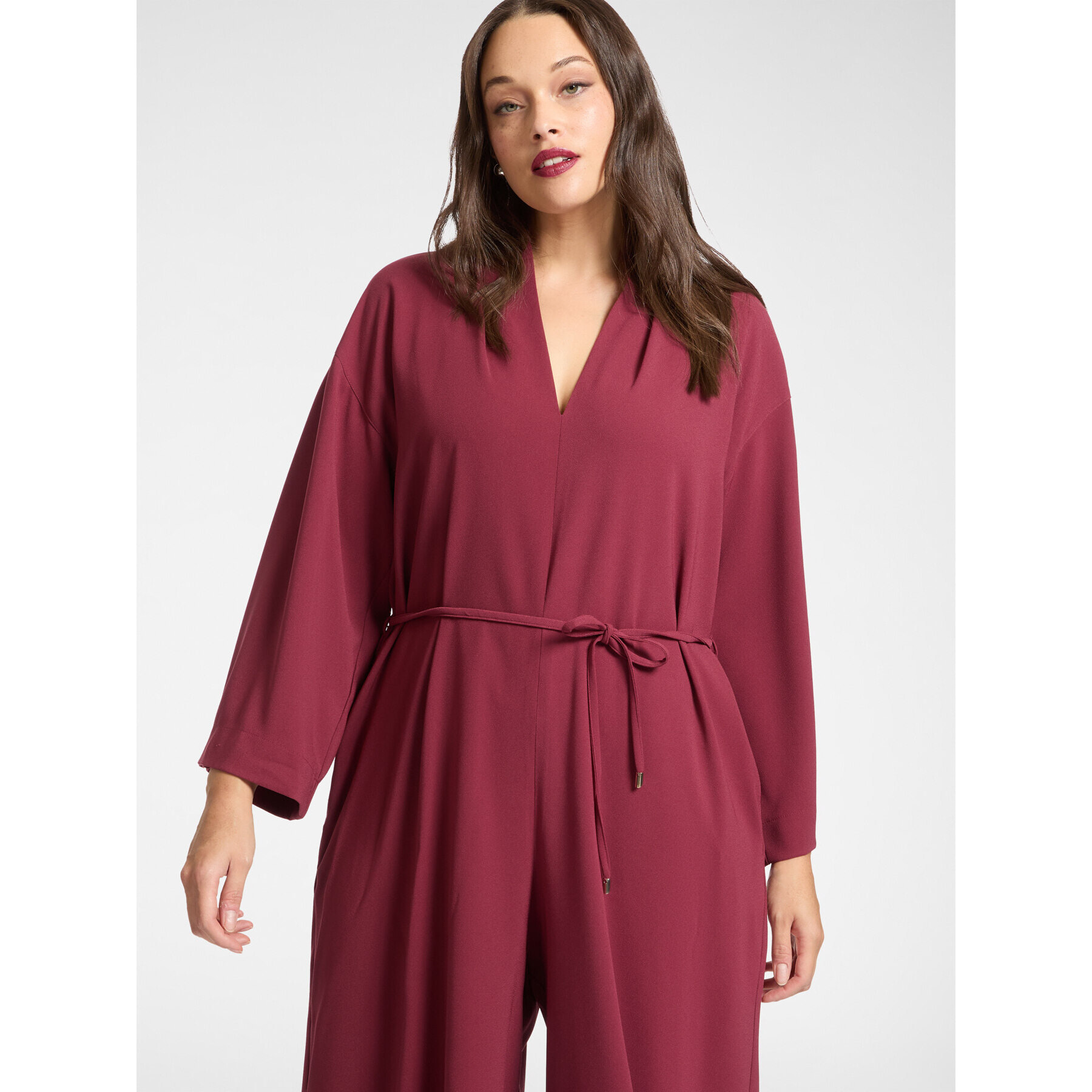 Elena Mirò - Tuta in cady con cintura - Bordeaux