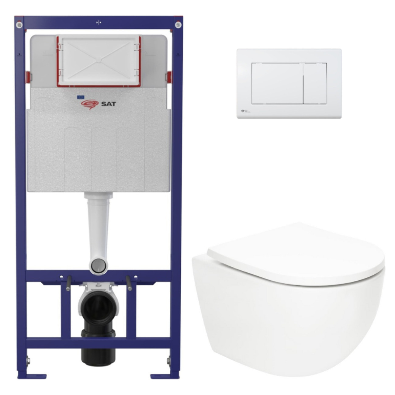 Pack WC bâti ECO 2L Swiss Aqua Technologies + WC suspendu Swiss Aqua Technologies + plaque blanche (STESTFUWT01-FR)