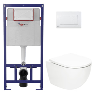 Pack WC bâti ECO 2L Swiss Aqua Technologies + WC suspendu Swiss Aqua Technologies + plaque blanche (STESTFUWT01-FR)