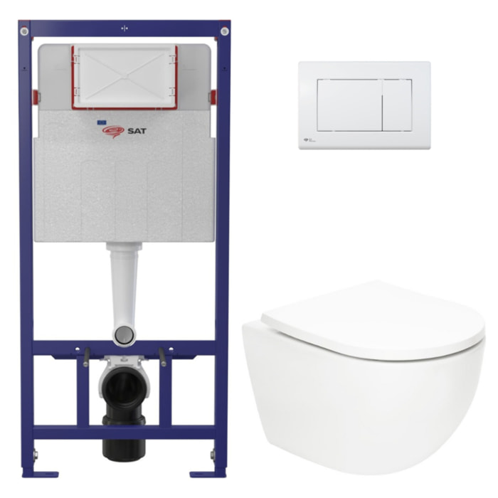 Pack WC bâti ECO 2L Swiss Aqua Technologies + WC suspendu Swiss Aqua Technologies + plaque blanche (STESTFUWT01-FR)