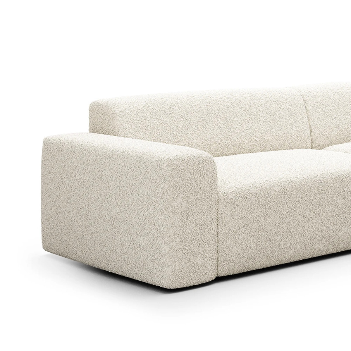 CALYS - Canapé d'angle droit 4 places en tissu bouclette écrue
