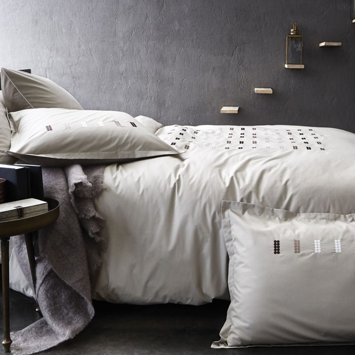 Taie d'oreiller brodée percale coton - DRAGEES GRAPHIQUES