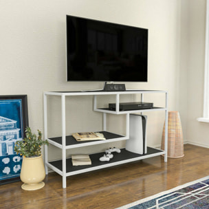 Mobile porta TV Dplizzar, Credenza da soggiorno, Armadio basso per TV, Base parete attrezzata, 120x39h75 cm, Bianco e Antracite