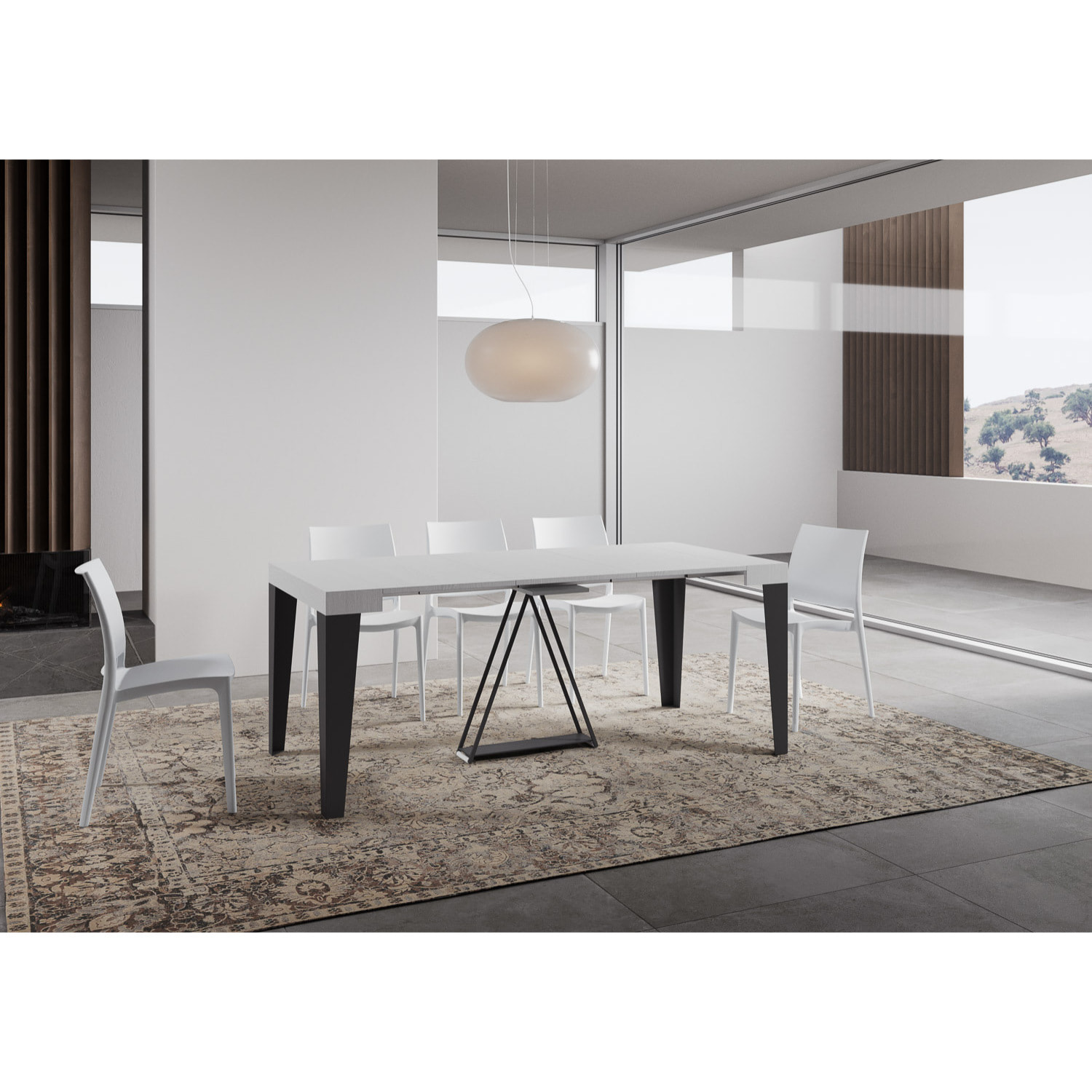 Consola extensible 90x40/300 cm Algo fresno blanco estructura antracita