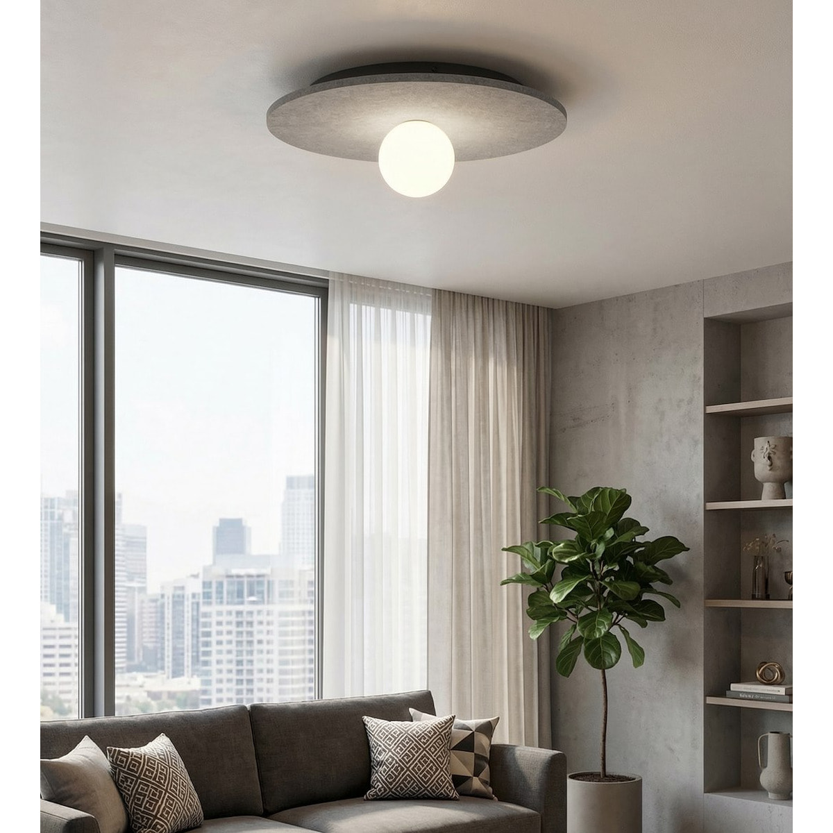Lampada da soffitto CALMA in feltro grigio