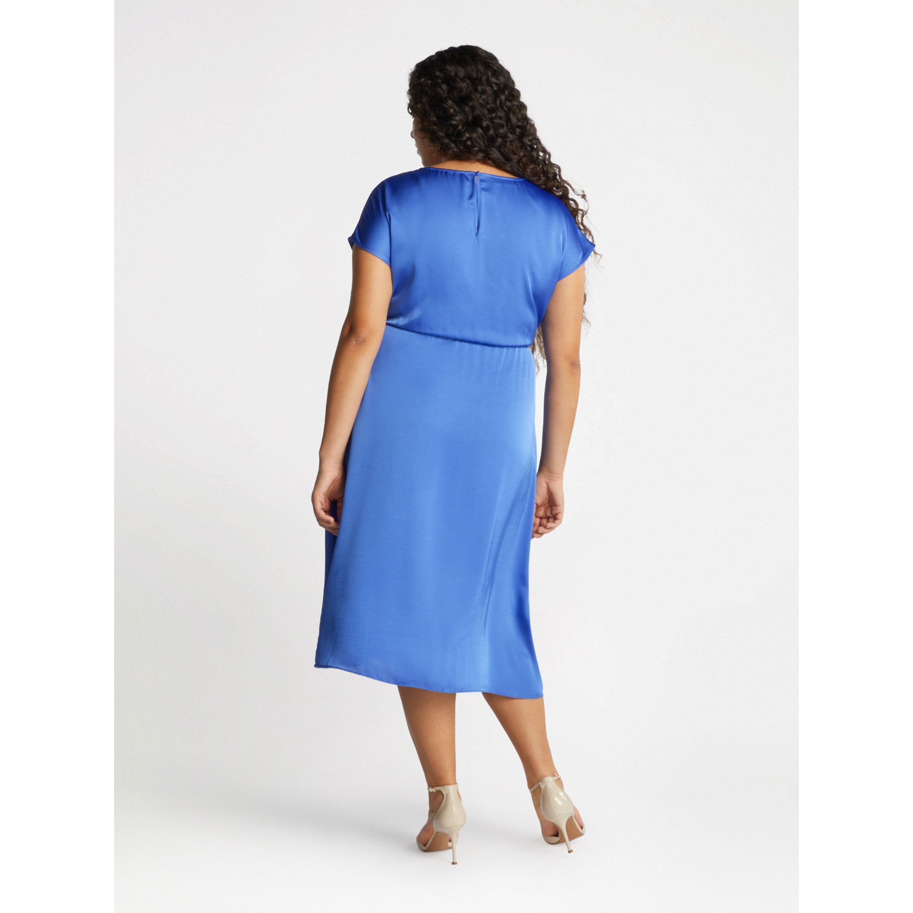 Fiorella Rubino - Vestido de raso con drapeado - Azul