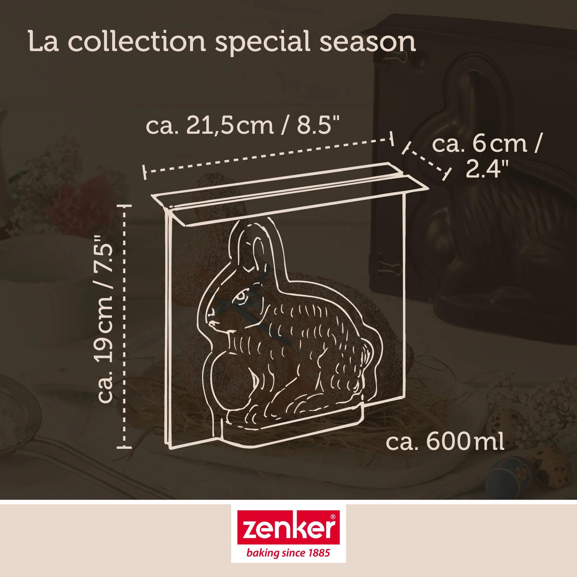 Lot de 2 moules à gâteaux 3D en forme de lapin de Pâques 600 ml Zenker Pâques