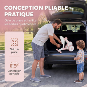 Draisienne enfant pliable réglable rose