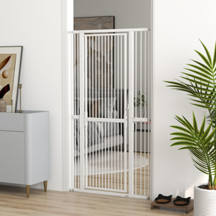 Barrière de sécurité chien L.77-104 x H.180cm acier sans perçage blanc