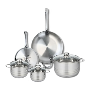 Ensemble de 2 Poêles de cuisson 24 et 32 cm et 3 faitouts 14, 16 et 24 cm Elo Profi Brillant