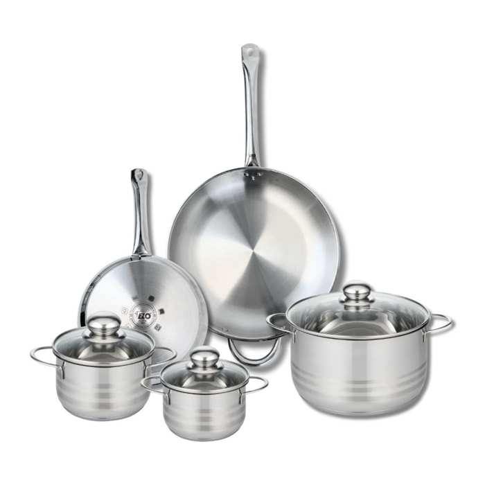 Ensemble de 2 Poêles de cuisson 24 et 32 cm et 3 faitouts 14, 16 et 24 cm Elo Profi Brillant