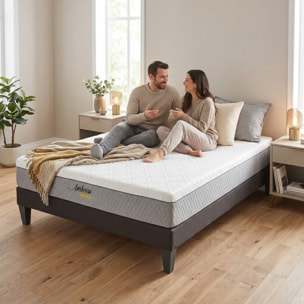 Ensemble Matelas Amboise & Sommier KIT15, 24 cm, Mémoire de Forme Haute Densité, Technologie Tri-Lattes, Soutien Ferme