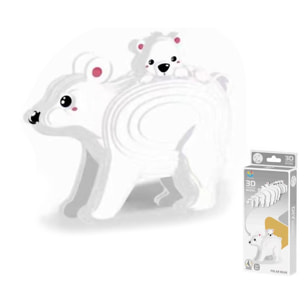 Puzle 3D de cartón con relieve. Diseño de Oso polar.
