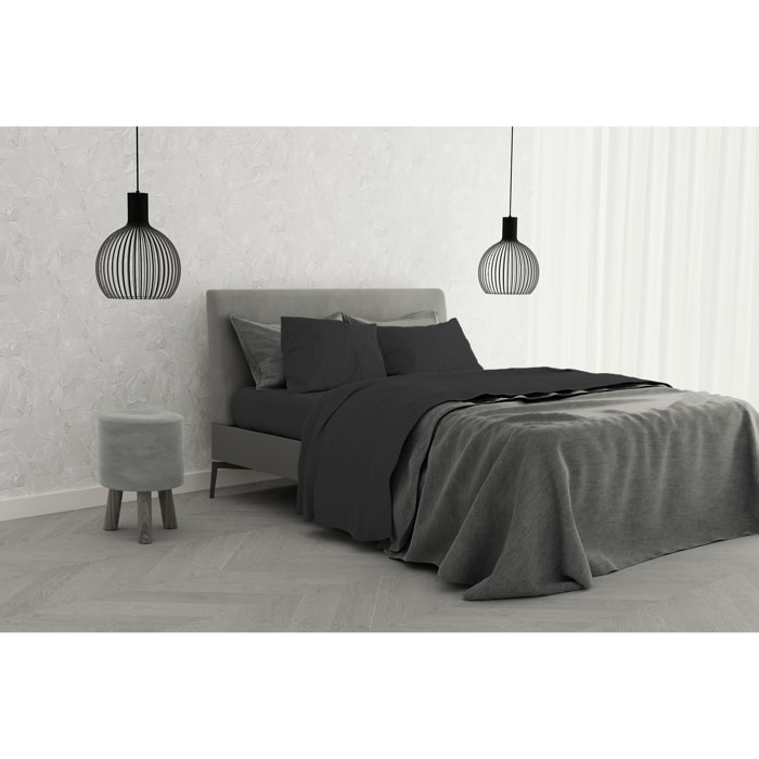 COMPLETO LETTO ELEGANT MADE IN ITALY MICROFIBRA - FUMO MATRIMONIALE