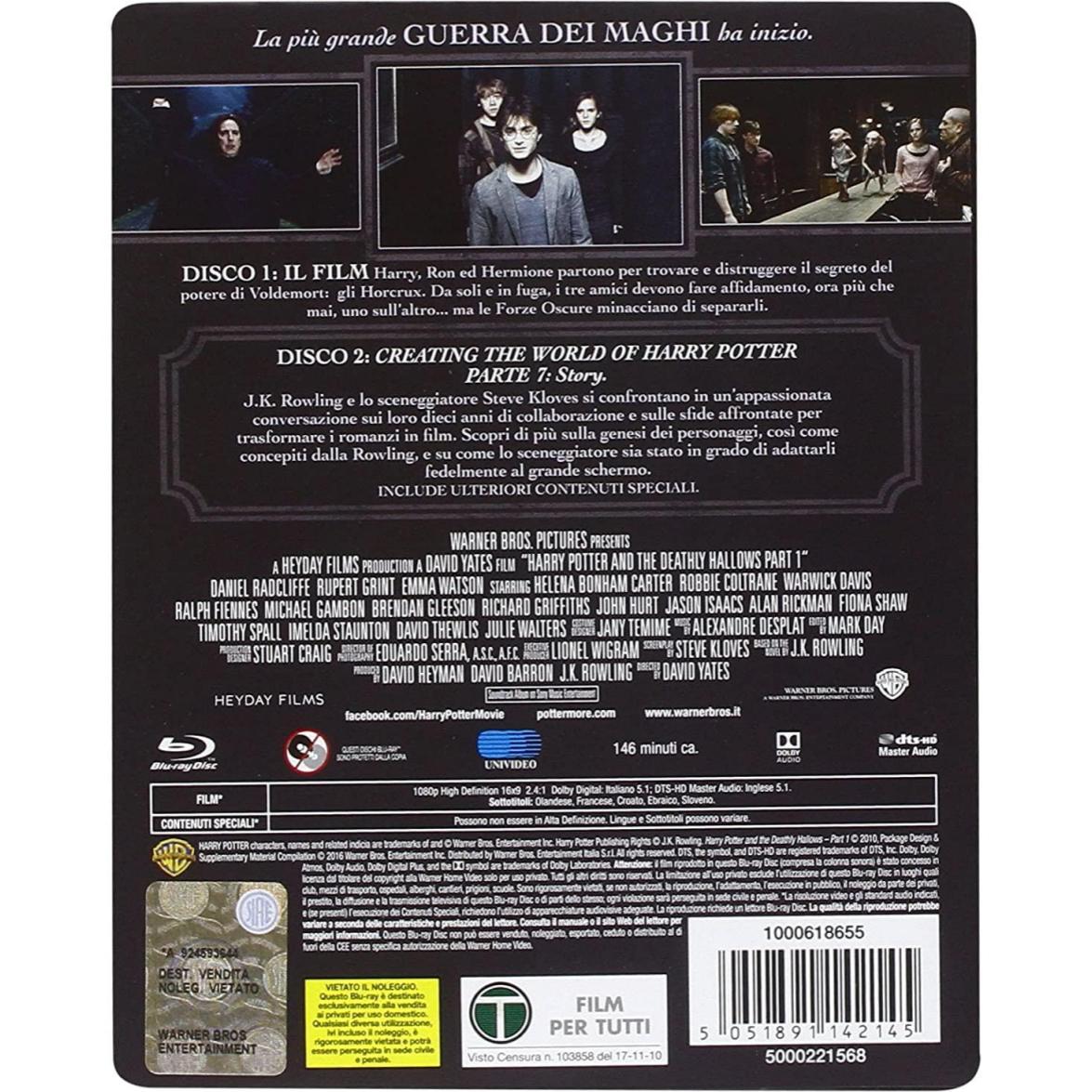 Harry Potter e I Doni della Morte - Parte 1 Blu-Ray + Steelbook Warner Bros.