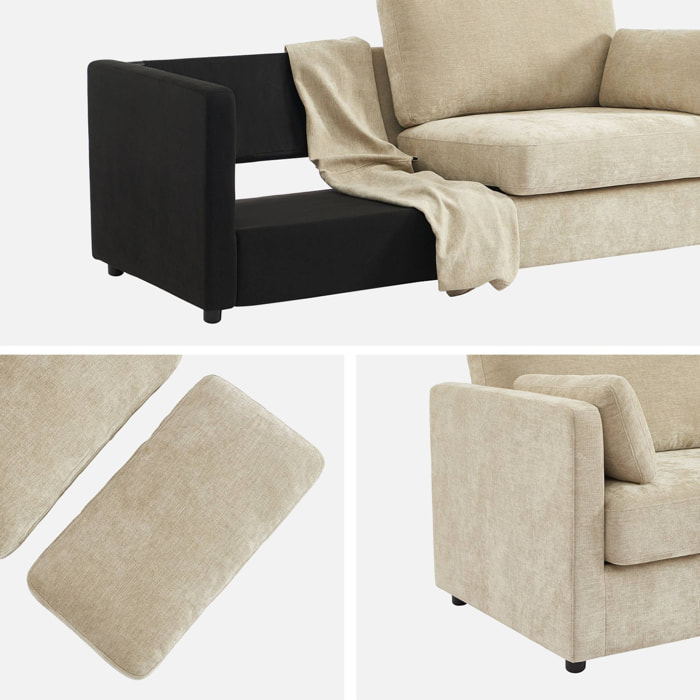 Canapé 2 places déhoussable tissu beige L 198 x P 88 x H 85cm - Neo