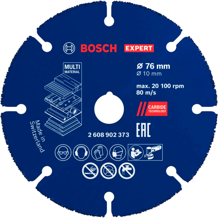 Disque à tronçonner carbure expert Multi Material 76x10mm - BOSCH - 2608902373