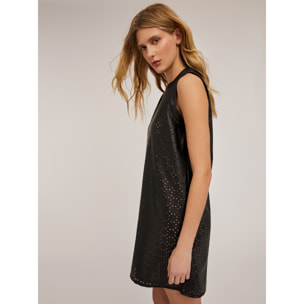 Motivi - Vestito a tubino traforato in tessuto spalmato - Nero