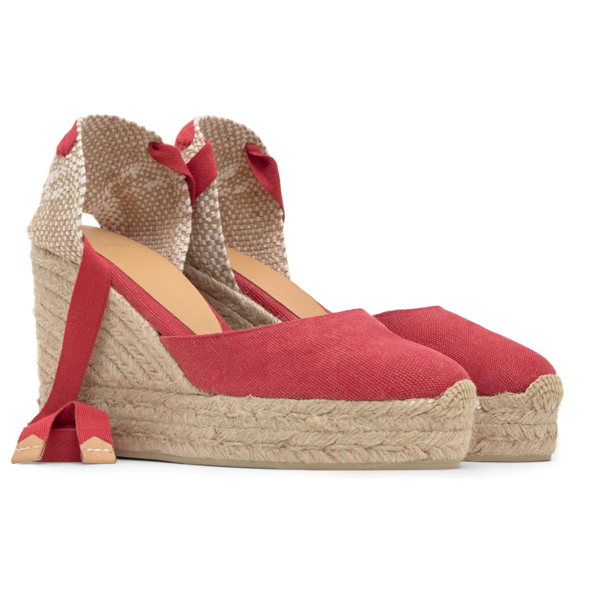 Alpargatas de cuña de mujer Carina en algodón orgánico lavado y doble plataforma