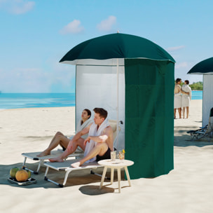 Sombrilla de Playa con Panel Lateral Ø220x220 cm Parasol para Terraza con Apertura Manual 8 Varillas de Acero y Bolsa de Transporte para Jardín Piscina Verde
