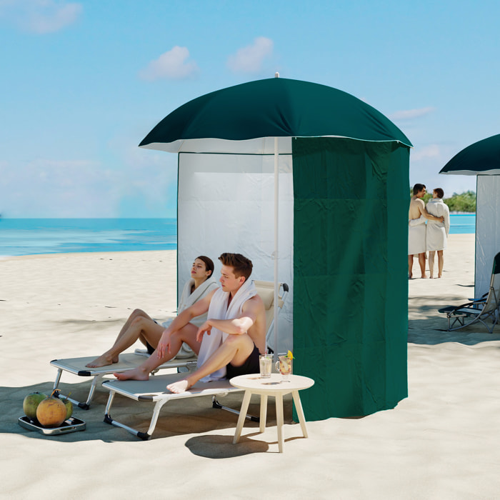 Sombrilla de Playa con Panel Lateral Ø220x220 cm Parasol para Terraza con Apertura Manual 8 Varillas de Acero y Bolsa de Transporte para Jardín Piscina Verde