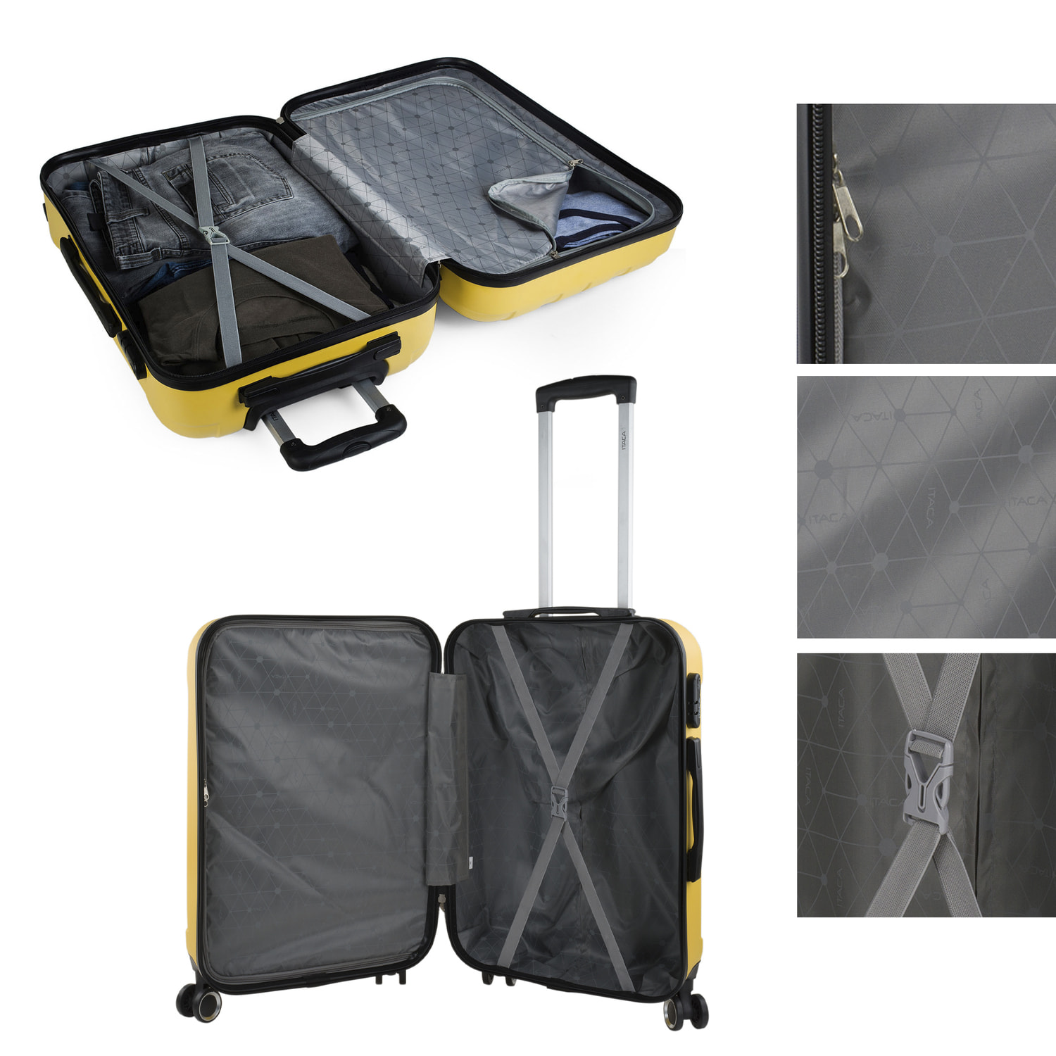 Trolley Mediano 60 Cms  Y Neceser Itaca Diamond Amarillo