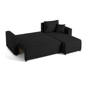 Regala - canapé d'angle réversible - 4 places - convertible avec coffre - en tissu - Noir