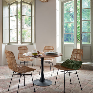 Chaise "Kubu" - métal & rotin naturel