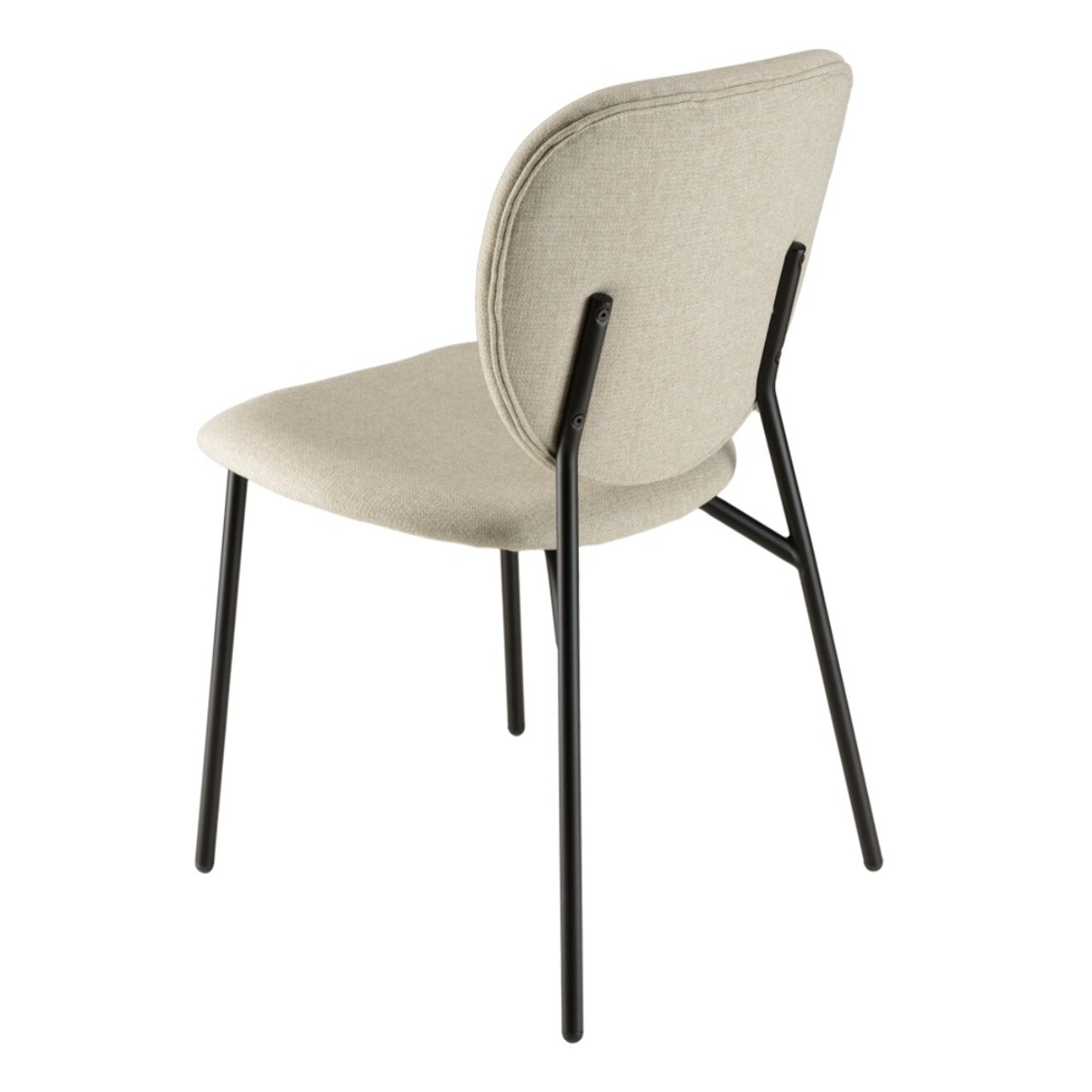 TOM - Lot de 2 chaises tissu écru pieds acier noir