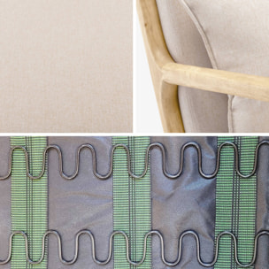 Rocking chair scandinave bois d'hévéa et tissu LORENS
