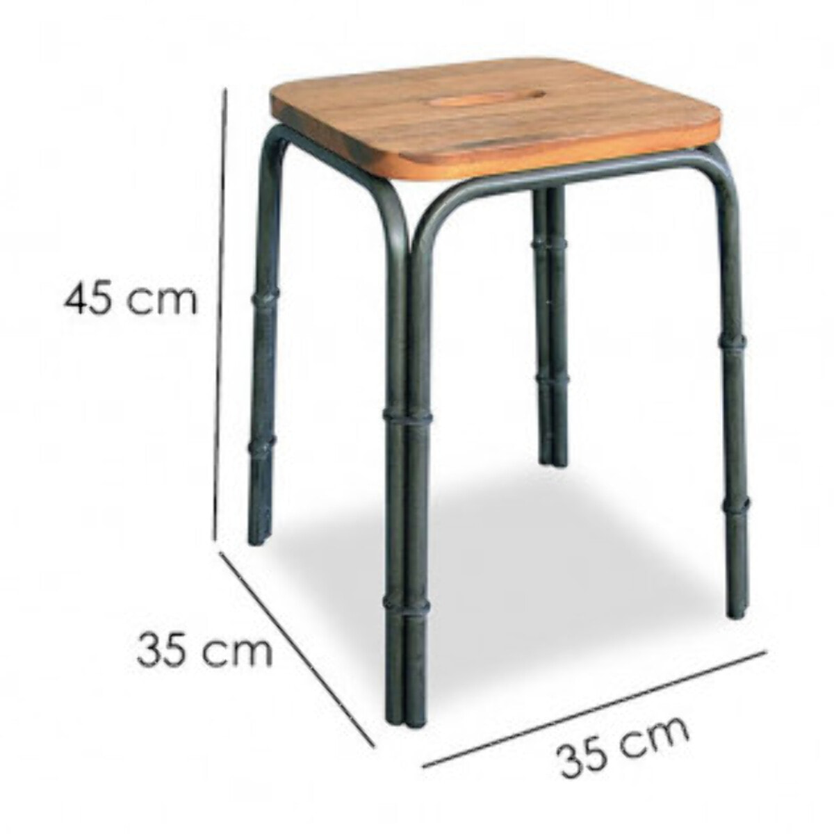 Tabouret en bois d'acacia et métal style industriel - ATELIER