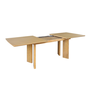 Table à manger rectangulaire extensible bois d'hévéa et placage chêne naturel 6-8 places 170-210cm - Albane