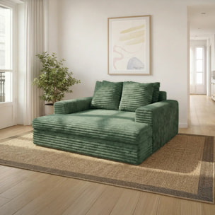 CAMELIA - Canapé 2 places en velours côtelé épais vert