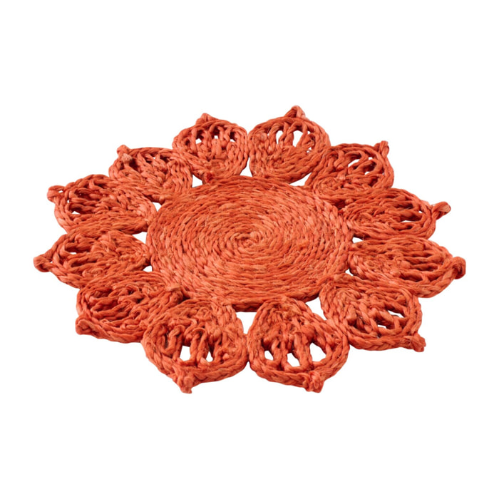 J-Line Set de Table Tournesol - jute - orange foncé - 2 pièces