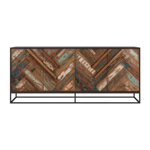 Buffet 4 portes en bois d'acacia et bois recyclé - Krabi