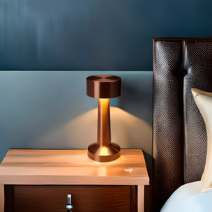 Well Home Lámpara de Mesa color Cobre Recargable con 16 luces LED y 3 modos de iluminación Ø8,9x20,9cm