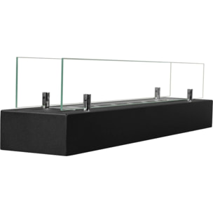 Camino A Bioetanolo Da Appoggio 70x16,7x14,4 cm con Bruciatore 0,75lt in Acciaio Inox Nero
