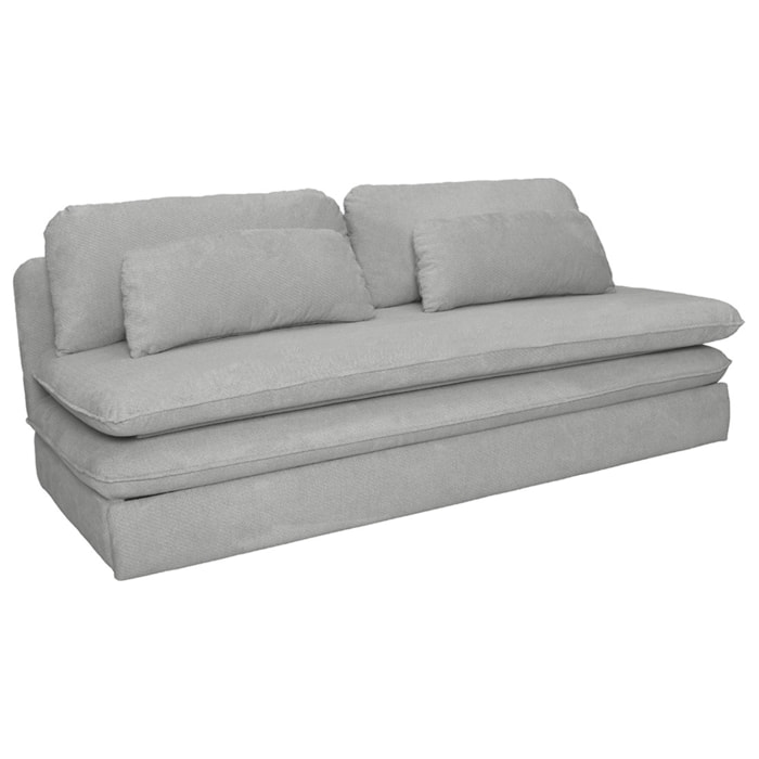 Ysal - canapé 3 places convertible déplimousse en velours texturé - Gris clair