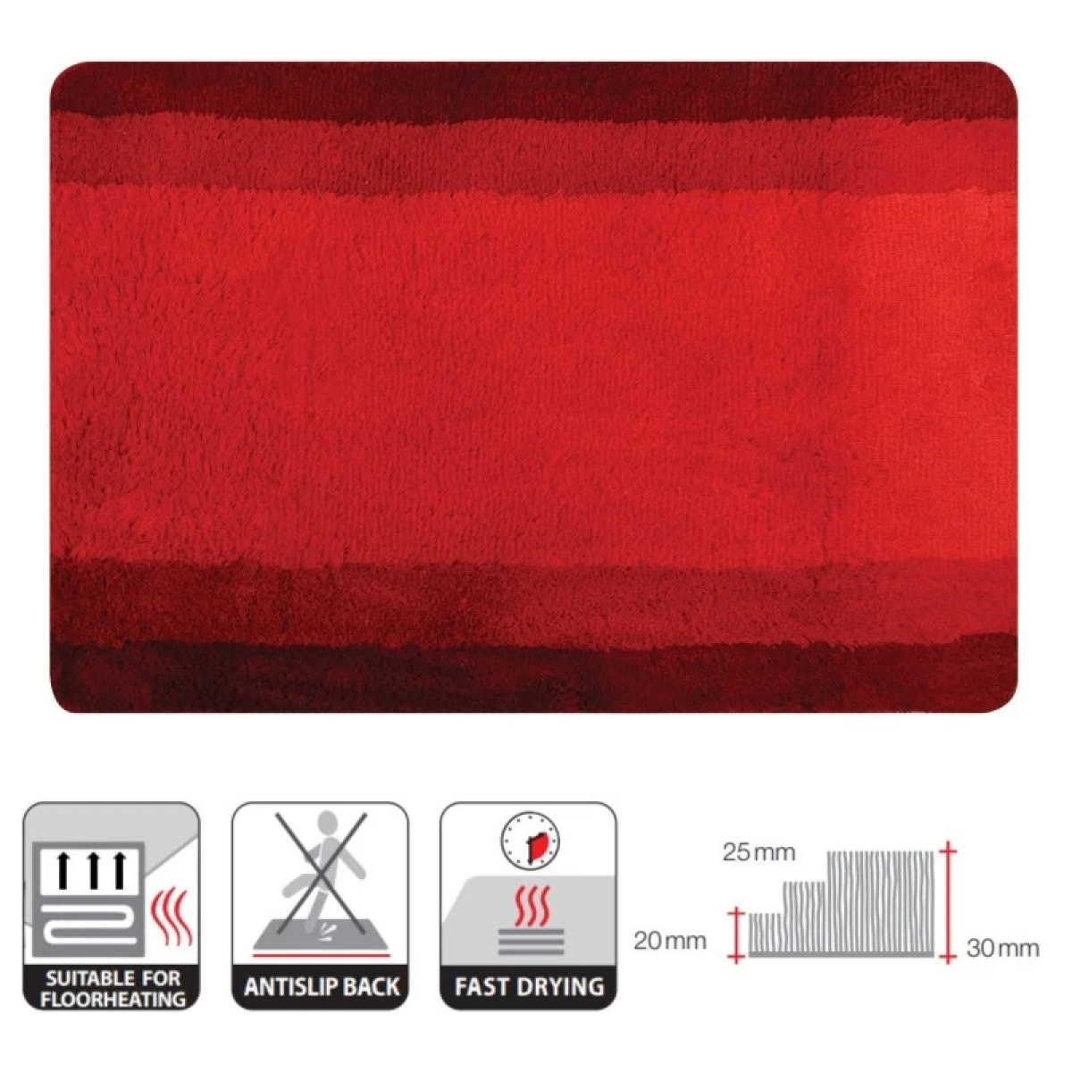 Tapis de bain Polyester BALANCE 60x90cm Rouge Spirella