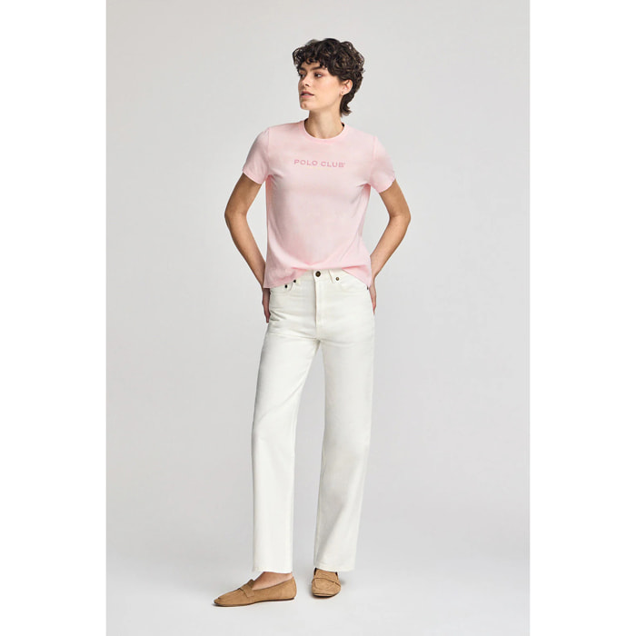Maglietta basic rosa con logo in gomma Polo Club