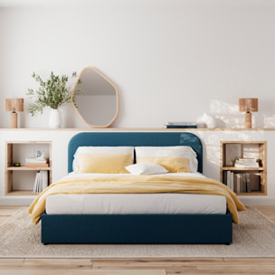 Lit double avec coffre 160x200 cm en tissu bleu - Tilly